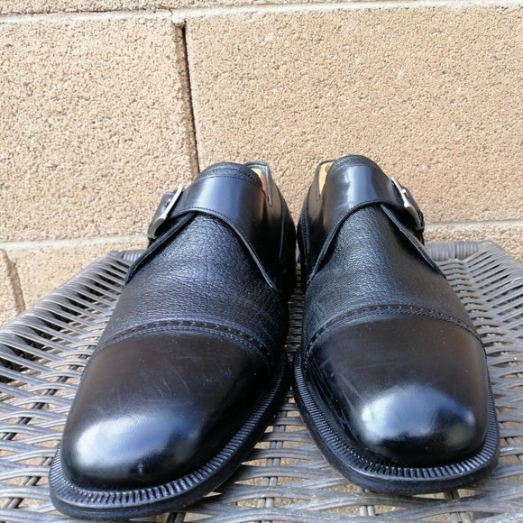 Lopez Taibo Men's Shoes Black Monk Strap Loafers Hand Made US‎ 9.5 - Picture 1 of 12